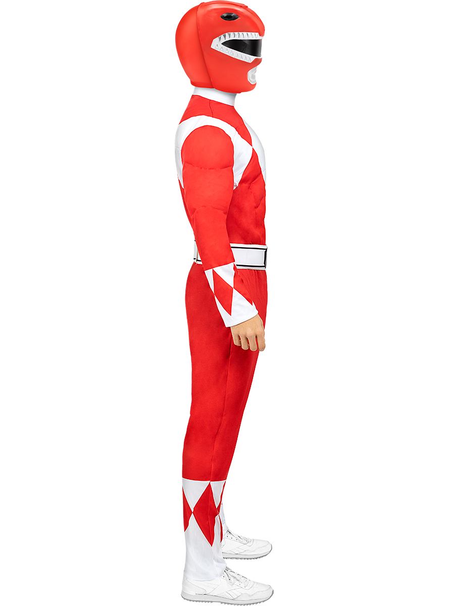 Vue de côté du Casque Power Ranger rouge