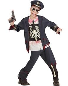 Fato de polícia zombie ensanguentado para menino