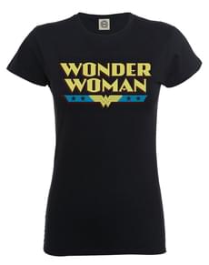 T-shirt de Dc Originals Wonder Woman Logo preta para mulher