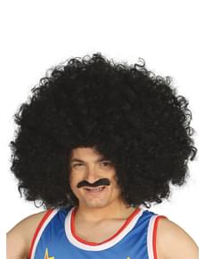 Gigantisk Svart Krøllete Parykk