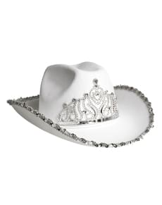 Sombrero de cowboy blanco y plateado para adulto