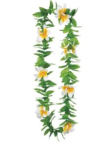 Green Hawaiian necklace with flowers