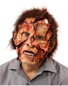 Zombie with cut face mask for adults
