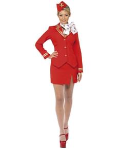 Costum roșu stewardes pentru femei