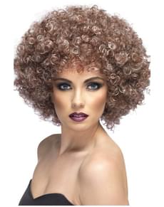 Pruik mega afro lichtbruin