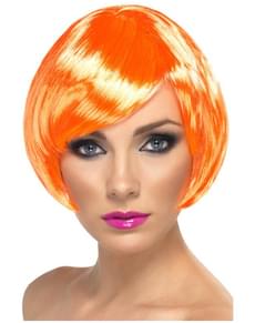 Peluca corta de corte bob de coral fuego