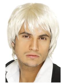 Peluca corta y rubia de chico de banda del pop