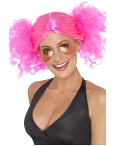 Peluca de coletas rosa