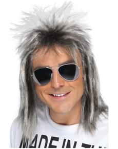 Peluca corte mullet rubio ceniza