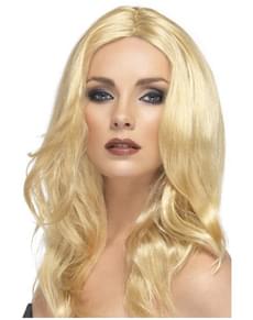 Peluca rubia platino para mujer
