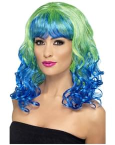 Peluca Divatastic verde y azul