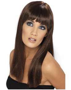 Glamourama Pruik Bruin met Pony
