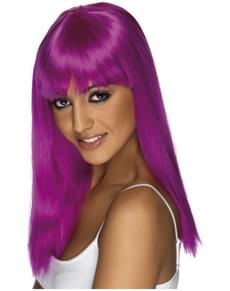 Parrucca viola neon con frangetta