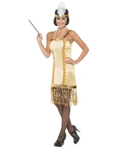 Fato de jovem Charleston moda dos anos 20 dourado