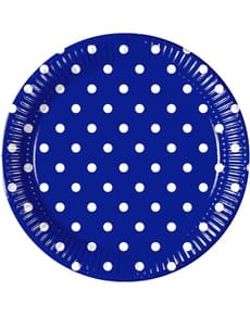 8 grote Gestipte Blauw Royale borden (23 cm)
