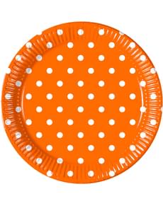 8 Oranje Gestipte borden (23 cm)