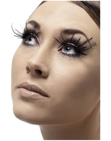 Black Eyelashes with Feathers