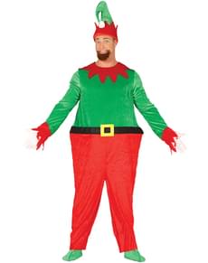 Zeleni elf z velikim trebušnim kostumom za moške