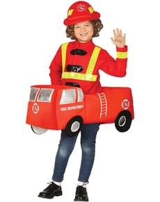 Disfraz de bombero en camión infantil