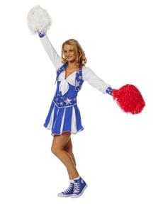 Maskeraddräkt cheerleader blå dam