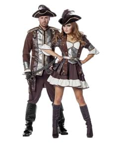 Costume da pirata deluxe marrone per donna