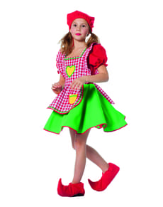 Fato de duende vermelho para menina