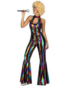 Fato de disco rainbow anos 70 para mulher