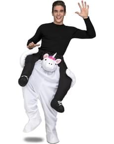 Costume da unicorno bianco ride on per adulto