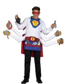 Costume da Super Papà bianco e blu per uomo