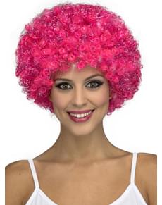 Peruca afro rosa para adulto