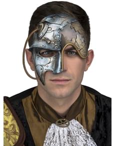Máscara de media cara steampunk plateada para adulto