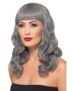Peruca cinzenta para mulher
