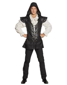 Fato de guerreiro medieval em preto para homem