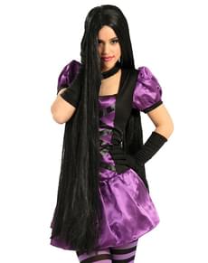 Ekstra Lang Svart Parykk