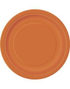 Sett med 8 oransje dessert tallerkener - Basic Line Colours