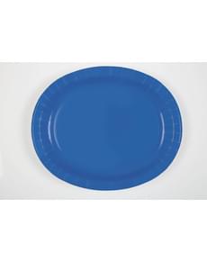 8 plateaux ovales bleus foncé - Gamme couleur unie
