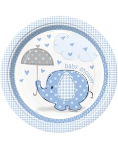 8 medium blauwe borde (23 cm) - Umbrellaphants Blue