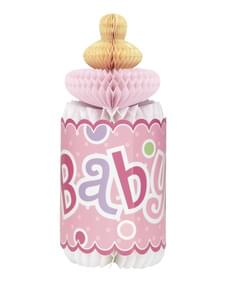 Pink baby's bottle centerpiece - Baby Shower