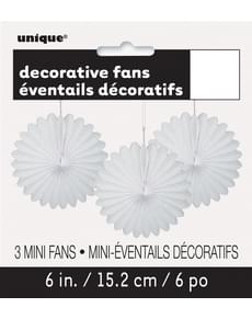 3 decorative paper fans in whit (15,2 cm) - Basic Colours Line