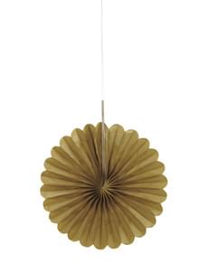 3 Abanicos de papel decorativos dorados (15,2 cm) - Línea Colores Básicos