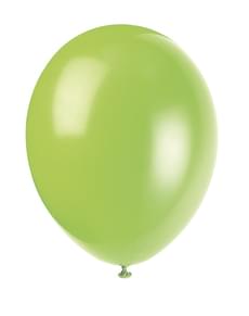 10 ballons vert fluos - Gamme couleur unie