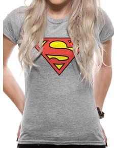 T-shirt Classic Logo cinzento para mulher - Super-Homem