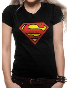 T-shirt Classic Logo preta para mulher - Super-Homem