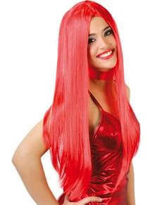 Peluca lisa de melena roja