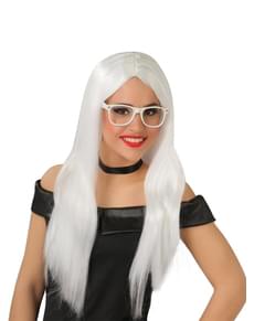 Peruca lisa de cabeleira branca