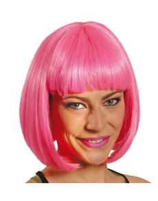 Halflange roze pruik