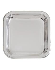 8 Silver Square Plates (23 cm) - Basic Colours Line