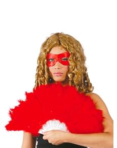 Abanico de plumas rojas