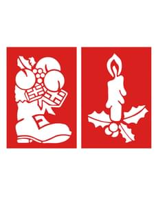 Sada 2 šablon vánoční punčocha a svíčka