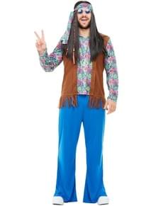Adult FUNKY HIPPIE CHICK Fancy Dress Flower Power 60s Hippy Costume UK Size 6-20